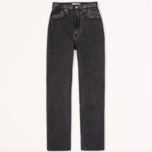 Mixed Fabric Ultra High Rise Ankle Straight Jean A & F